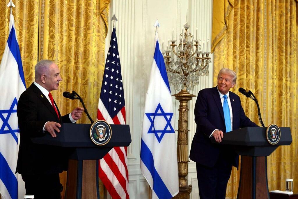 טראמפ עשוי לתת לנתניהו מתנת בחירות (צילום: אבי אוחיון, לע״מ) מסיבת עיתונאים של ראש הממשלה בנימין נתניהו ונשיא ארה"ב דונלד טראמפ