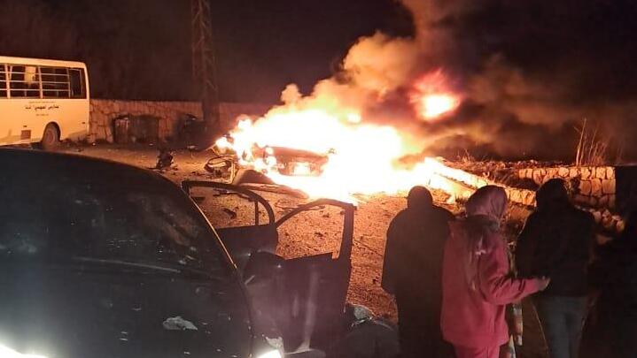 זירת התקיפה בדרום לבנון תקיפת רכב בכפר ג'רג'וע