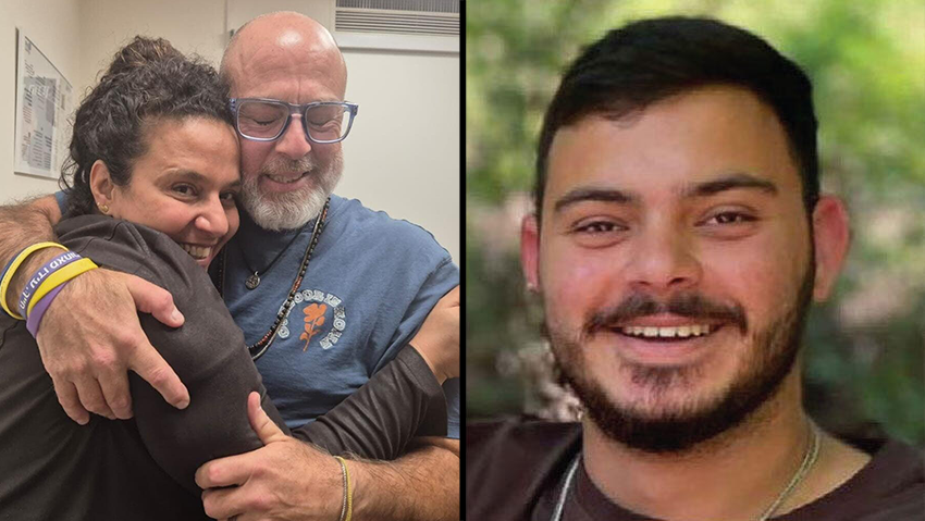עומר ונקרט, והוריו ברגע הבשורה על שחרורו (צילום: קובי קואנקס) עומר ונרקט, הוריו