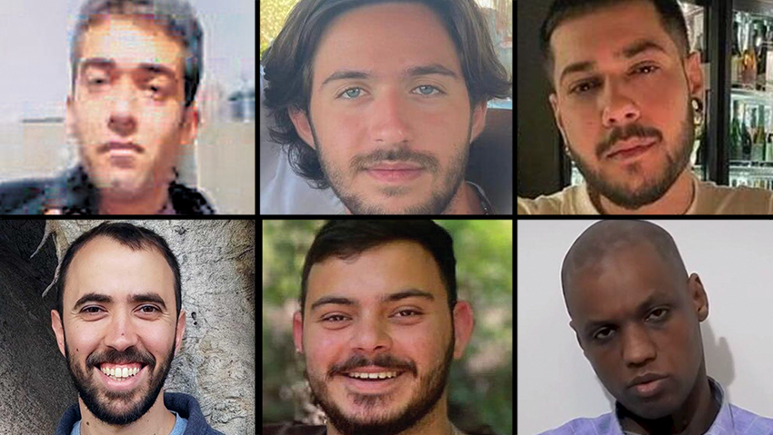 אליה כהן, עומר שם טוב, הישאם א-סייד, אברה מנגיסטו, עומר ונקרט, טל שהם. ישוחררו בשבת (צילום: REUTERS/Hannah McKay, תומר שונם הלוי) אליה כהן, עומר שם טוב, הישאם א-סייד, אברה מנגיסטו, עומר ונקרט, טל שהם