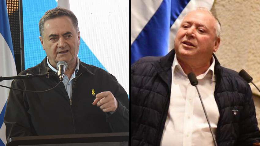 ישראל כ"ץ ודודי אמסלם ( צילום: אביהו שפירא, רפי קוץ) חצי חצאים ישראל כ"ץ ו דודי אמסלם