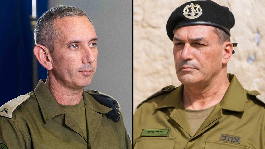 IDF Spokesperson Rear Admiral Daniel Hagari, IDF Chief of Staff Lt. Gen. Eyal Zamir (Photo: IDF Spokesperson's Unit, Shalev Shalom) IDF Spokesperson Rear Admiral Daniel Hagari, IDF Chief of Staff Lt. Gen. Eyal Zamir