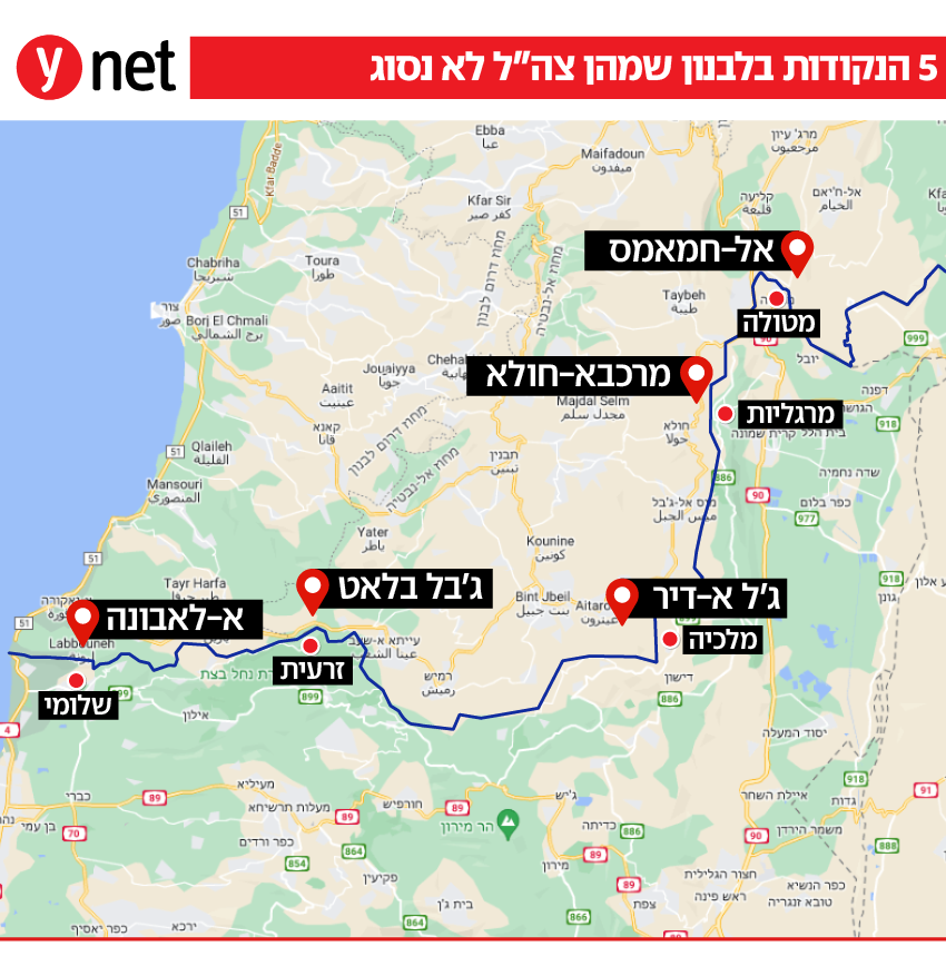 מפה אינפו אינפוגרפיקה 5 נקודות לבנון צה"ל לא נסוג מלחמה חיצי הצפון חיזבאללה מפה אינפו אינפוגרפיקה 5 נקודות לבנון צה"ל לא נסוג מלחמה חיצי הצפון חיזבאללה