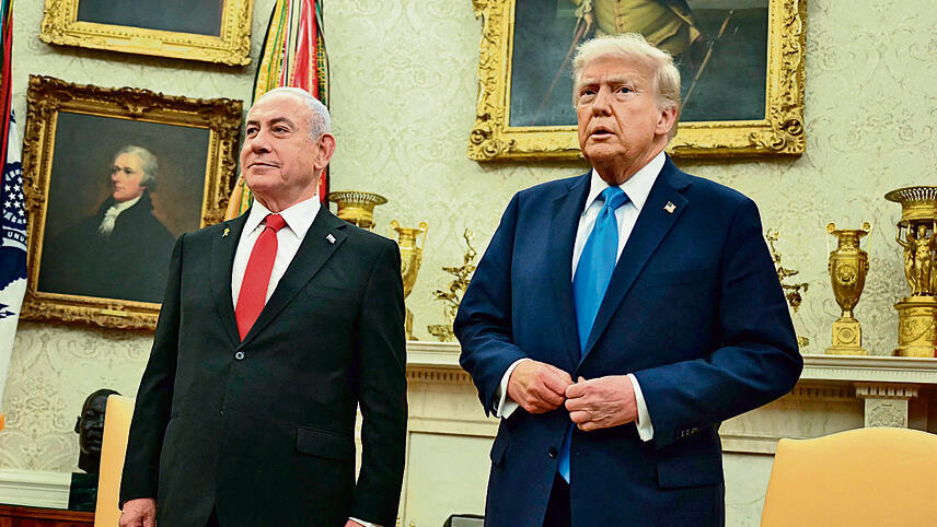 ראש הממשלה לצד נשיא ארה"ב, בעת הביקור בבית הלבן | צילום: איי־אף־פי, ANDREW CABALLERO-REYNOLDS yk14293001