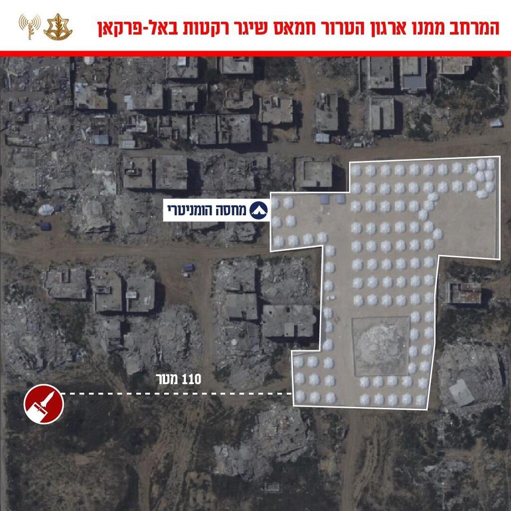 צילום: דובר צה"ל אינפוגרפיקה על מיקום המשגר ברצועת עזה