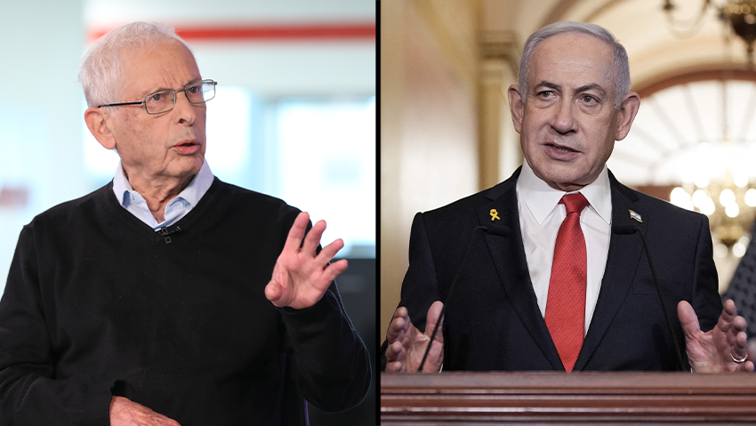 נתניהו ובגין (צילום: Oliver CONTRERAS / AFP,הדר יואביאן) חצאים ראש הממשלה בנימין נתניהו ביבי, בני בגין