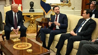 דונלד טראמפ עם סגן הנשיא ג'יי.די ואנס ומזכיר המדינה מרקו רוביו