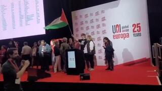 הפגנה פרו-פלסטינית נגד משלחת ישראלית בכנס איגודים מקצועיים בבלפסט, צפון אירלנד