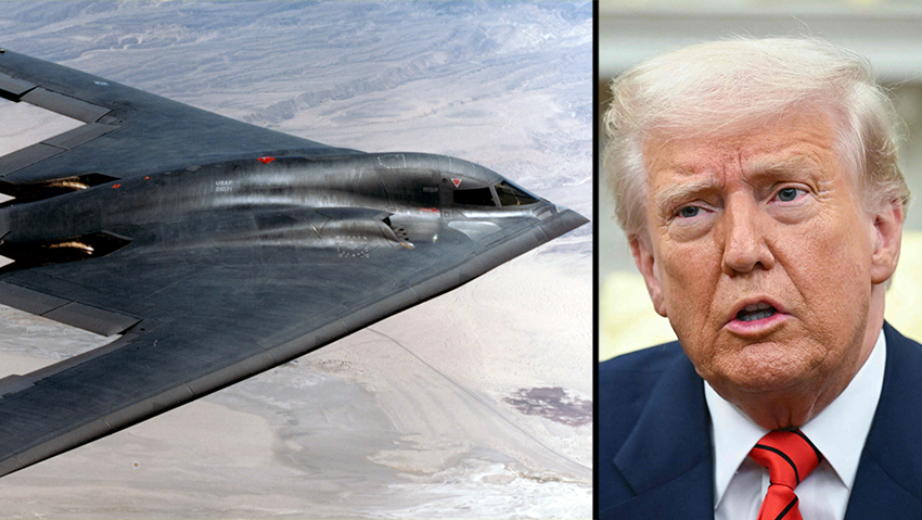 טראמפ ומטוס B-2 (צילום: Mandel NGAN / AFP) דונלד טראמפ