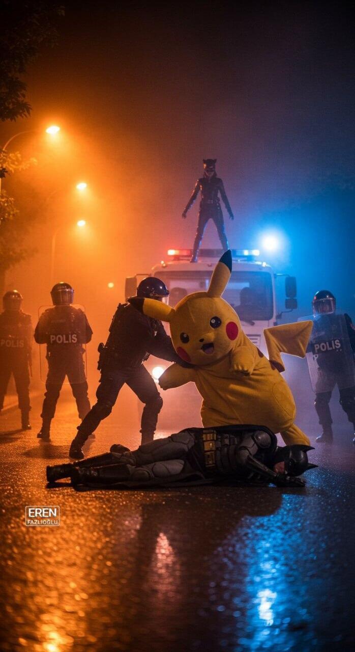 AI-generated image following protests in Turkey טורקיה הפגנות פיקאצ'ו