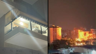 שברי זכוכית בחלונות מרפסת באשקלון בעקבות הנפילה