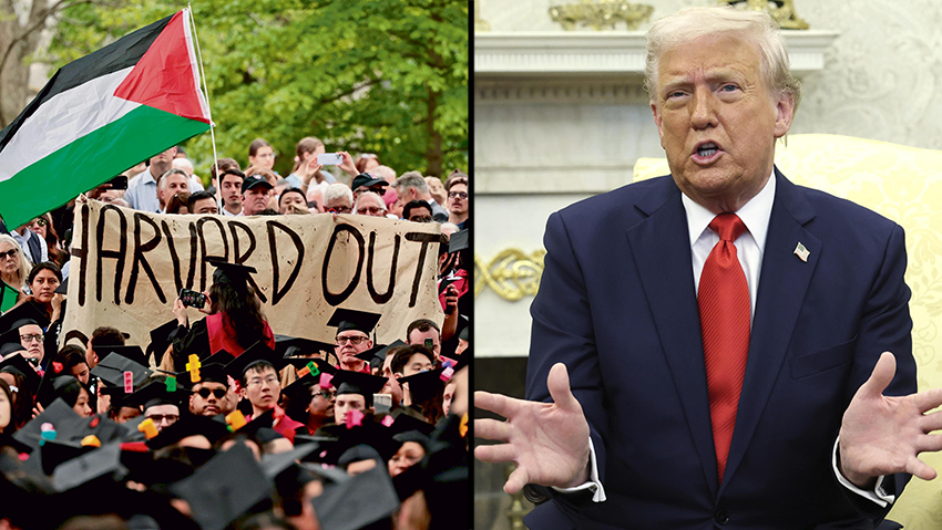 Pro-Palestinian demonstration at Harvard University (Photos: Boston Globe, Getty Images) הפגנה פרו-פלסטינית באוניברסיטת הרווארד