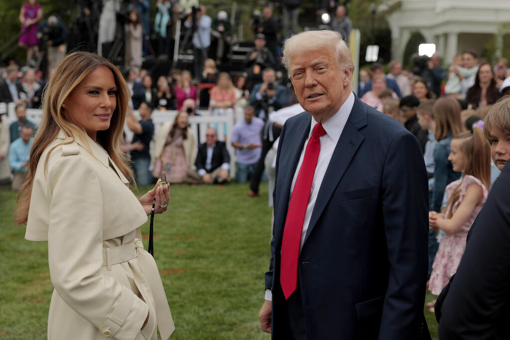 צילום: Anna Moneymaker/Getty Images נשיא ארה"ב דונלד טראמפ באירוע לרגל חג הפסחא עם רעייתו מלניה