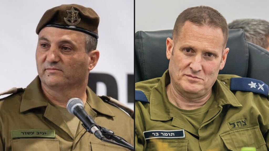 האלופים יניב עשור )מימין( ותומר בר. השבוע היה אמור להתקיים מפגש לאור המתיחות בין ראשי פיקוד הדרום וחיל האוויר, ונדחה (צילום: דובר צה"ל) |