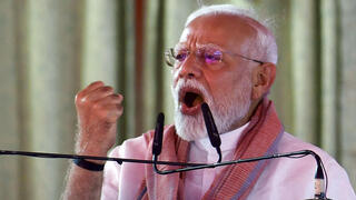ראש ממשלת הודו נרנדרה מודי בנאום שבו הבטיח תגובה נוקשה ל פיגוע ב קשמיר