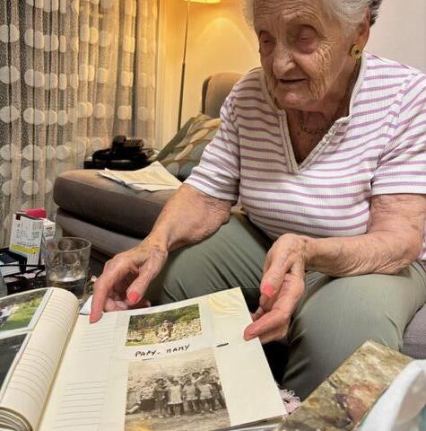 Bert Badichi, who survived the Holocaust by living as a Christian in the house of a French righteous Gentile, seen in her Jerusalem home in April 2025.