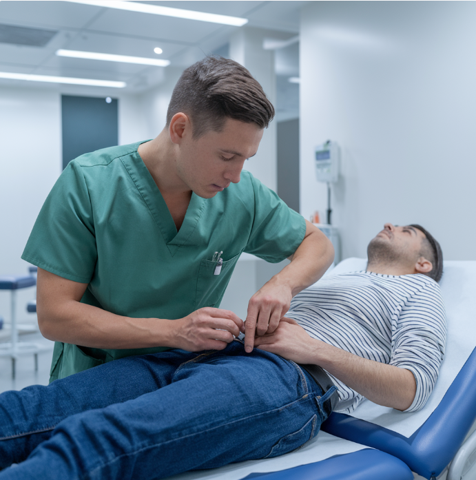 Shockwave clinical treatment טיפול על ידי איש צוות רפואי בקליניקה 