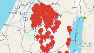 מפת האזעקות בעקבות שיגור הטיל מתימן