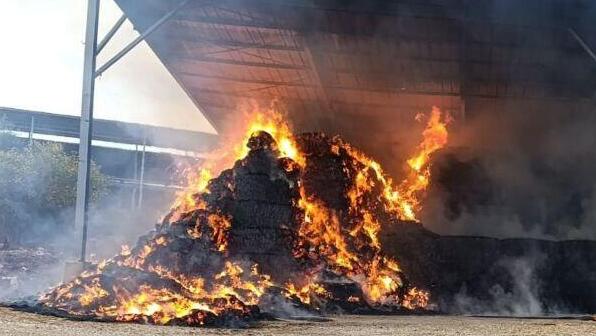 שריפת מתבן בקיבוץ אילון