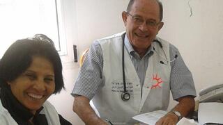 A doctor from Physicians for Human Rights Israel sees a Palestinian patient during a visit of the organization's mobile clinic to the West Bank village of Klil 
