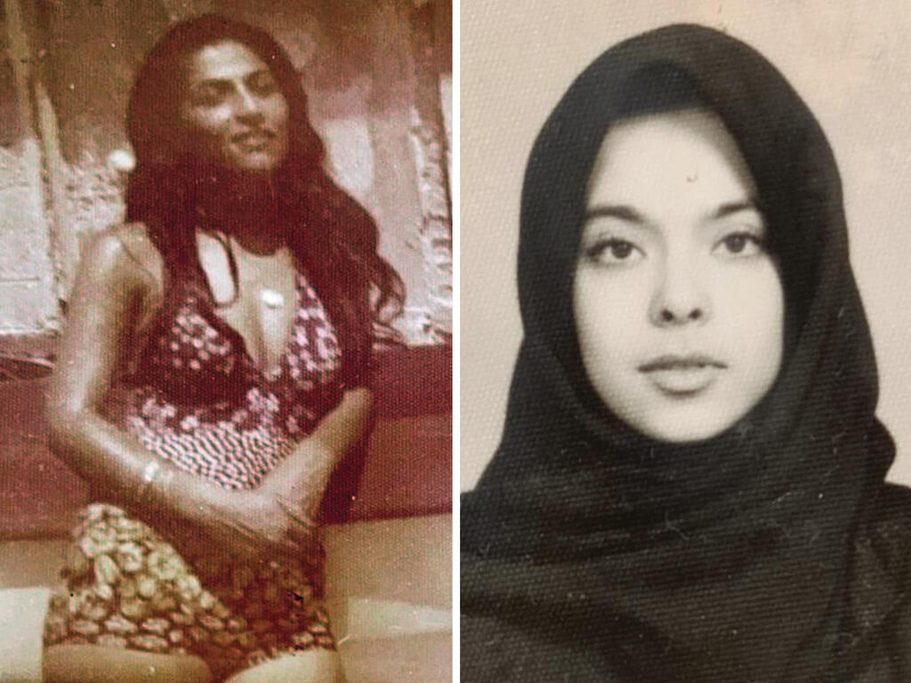 Left: Shadi's mother in swimsuit; left: Shadi, at 16, after the revolution (Photo: Courtesy) שהרזאד שאדי בטהרן לפני המהפכה