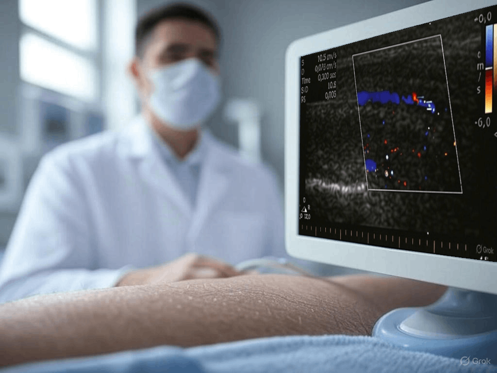 בדיקת דופלר לפין נערכת במרפאה, לאחר הזרקת חומר מעורר זקפה.