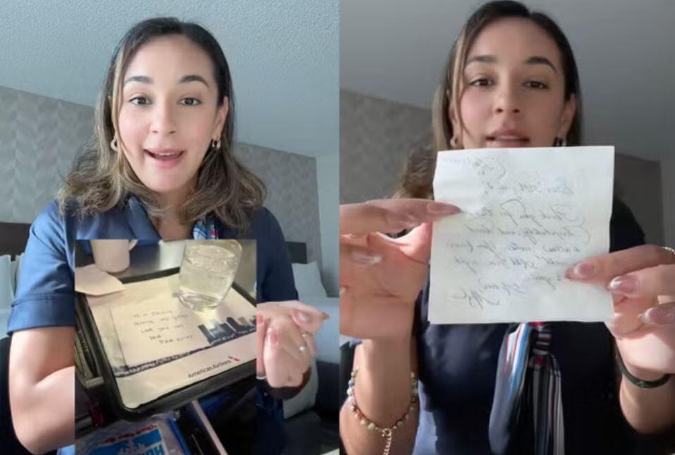 היינו שמחים לפתק ממייגן, לא נשקר (צילום: טיקטוק) הדיילת של מייגן
