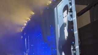 אביב גפן פונה לקהל אחרי האזעקה, נשף הרוק בפארק הירקון