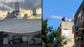 גג הבניין בבת ים בו התבצר הבעל לאחר שרצח את אשתו