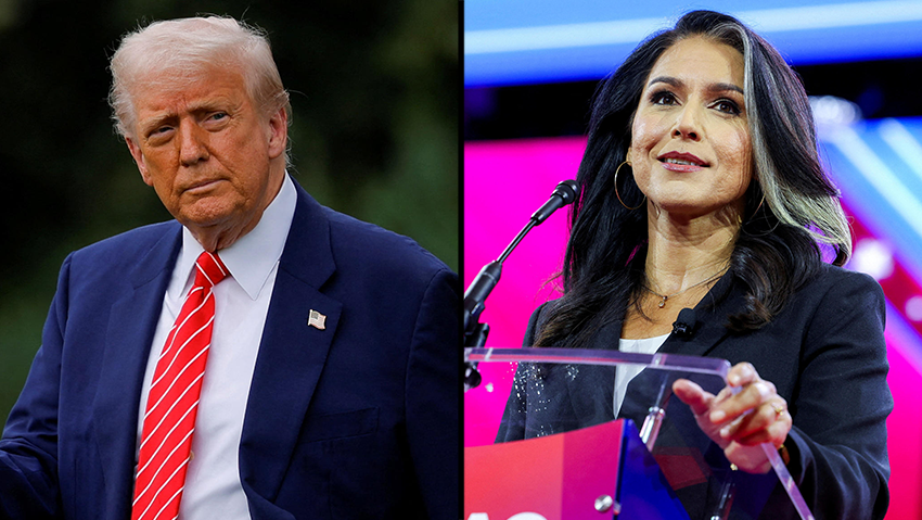US President Donald Trump, Director of National Intelligence Tulsi Gabbard (Photo: REUTERS/Amanda Andrade-Rhoades/File Photo, REUTERS/Kent Nishimura) טולסי גבארד, דונלד טראמפ