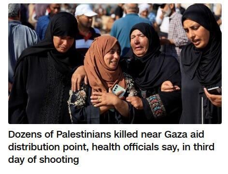 CNN headline of the incident הירי במהלך חלוקת הסיוע ההומניטרי מסוקר בכותרות CNN