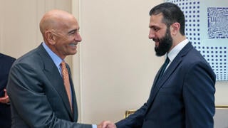 תומאס ברק שליח ארה"ב ל סוריה בפגישה עם אחמד א-שרע אבו מוחמד אל-ג'ולאני