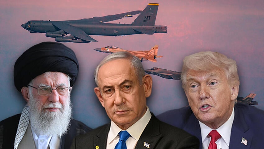 צילום: חיים צח לע"מ, REUTERS/Evelyn Hockstein, Iranian Leader's Press Office - Handout/Getty Images , דובר צה"ל דונלד טראמפ בנימין נתניהו עלי חמינאי