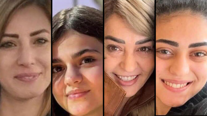 מימין לשמאל: שדא, מנאר אל-קאסם וחאלה אבו אל-היג'א חטיב, ומנאר דיאב חטיב שנהרגו מהטיל האיראני בטמרה מימין לשמאל: שדא, מנאר אל-קאסם וחאלה אבו אל-היג'א חטיב, ומנאר דיאב חטיב שנהרגו מהטיל האיראני בטמרה