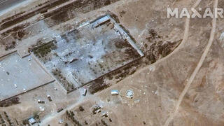 צילום לוויין 15 ביוני של הנזק ל מתקני טילים ב כרמאנשאה בתקיפה של חיל האוויר ב מבצע עם כלביא של ישראל נגד איראן