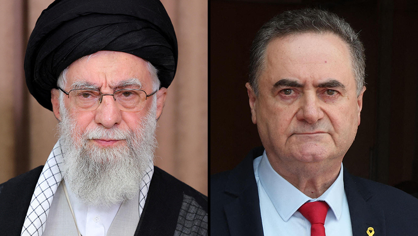 כ"ץ וחמינאי (צילום: Menahem KAHANA / AFP) ישראל כץ עלי חמינאי