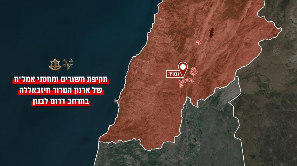 צילום: דובר צה"ל אינפוגרפיקה של התקיפות בדרום לבנון