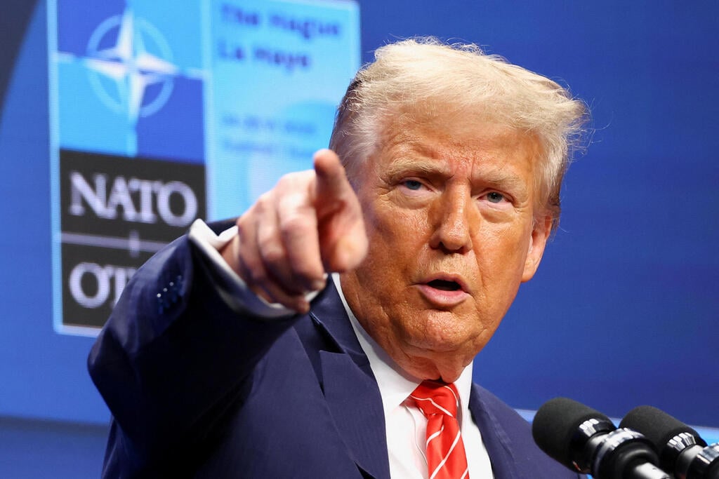 US President Donald Trump (Photo: REUTERS/Piroschka Van De Wouw) נשיא ארה"ב דונלד טראמפ פסגת נאט"ו