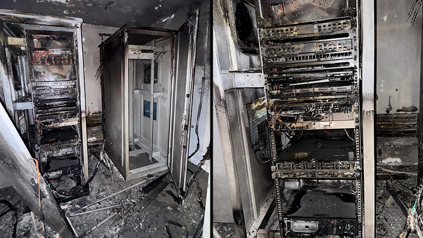 Rioters burn IDF facility used to thwart terror attacks (Photo: IDF) הפרעות הלילה בחטמ"ר בנימין