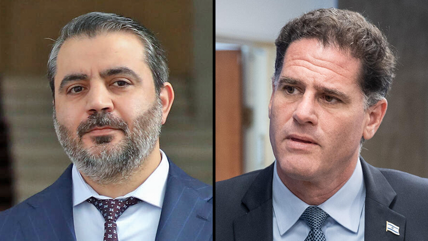 Syrian Foreign Minister Asaad al-Shibani and Ron Dermer (Photo: Emil Salman, Ali Haj Suleiman/Getty Images) Syrian Foreign Minister Asaad al-Shibani and Ron Dermer