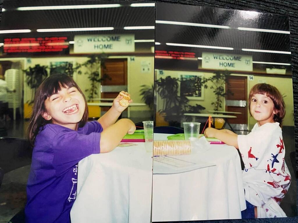 Sara and Emunah Oster upon their arrival in Israel 25 years ago to make aliyah (Photo: Courtesy) Sara and Moria Oster upon their arrival on Aliya 25 years ago