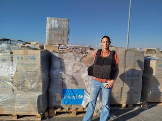 ILTV's Maayan Hoffman at the Kerem Shalom crossing