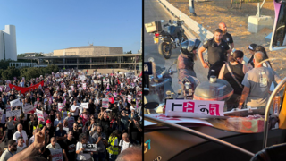 מעצר חשודה בגין דברי הסתה בכיכר הבימה, הפגנה בכיכר הבימה בתל אביב בקריאה לסיום המלחמה