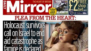 הילד כרים עלי פאואד אבו מעמר על גבי שער העיתון הבריטי