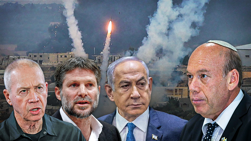 17 שנים שבוזבזו. אנגלמן, נתניהו, סמוטריץ' וגלנט (צילום: רויטרס, אלכס קולומויסקי, חיים גולדברג/פלאש 90, SAID KHATIB/AFP) 17 שנים שבוזבזו. אנגלמן, נתניהו, סמוטריץ' וגלנט