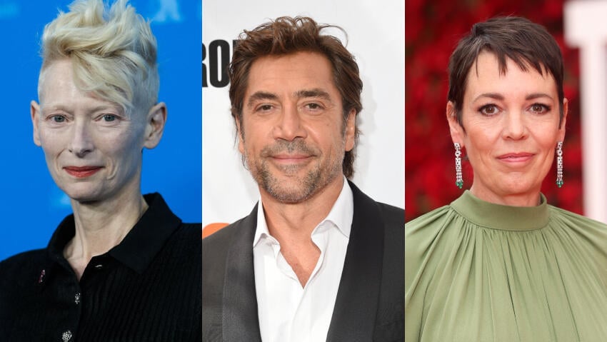 From right, Olivia Colman, Javier Bardem and Tilda Swinton have signed the boycott petition against Israeli film institutions over Gaza war (Photos: AP, Getty Images) אוליביה קולמן, חאווייר בארדם וטילדה סווינטון
