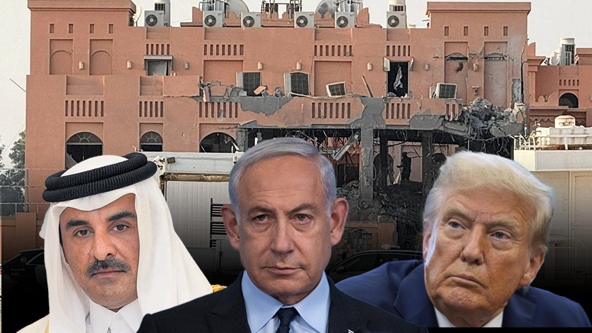 Photo: AP Photo/Alex Brandon, REUTERS/Ibraheem Abu Mustafa, Alex Kolomoisky טראמפ, נתניהו , תקיפה ישראלית בדוחא, קטאר