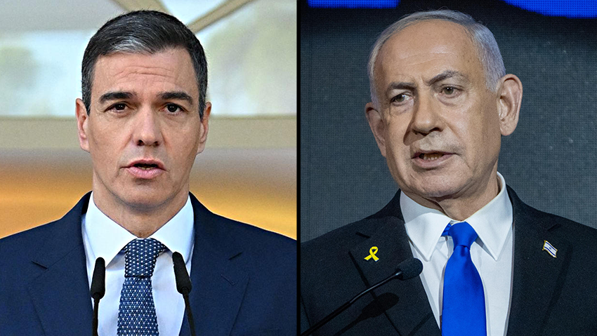 נתניהו וראש ממשלת ספרד פדרו סנצ'ס (צילום: שלו שלום, Borja Puig de la BELLACASA / LA MONCLOA / AFP) בנימין נתניהו פדרו סנצ'ס