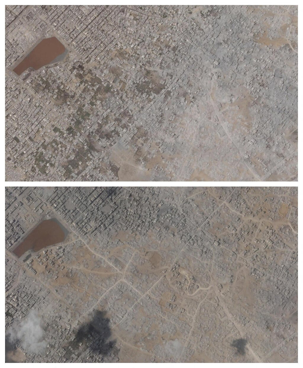 Sheikh Radwan: The destruction before (August) and after (September) (Photo: Reuters/ Planet Labs PBC) תיעוד לוויין מהעיר עזה