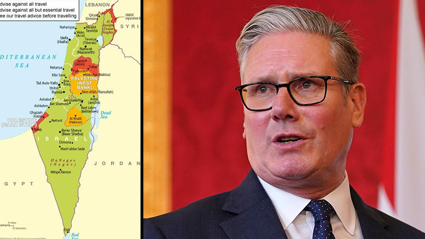 מפת ישראל החדשה של בריטניה (צילום: Alberto Pezzali/POOL/AFP) מפת ישראל החדשה של בריטניה